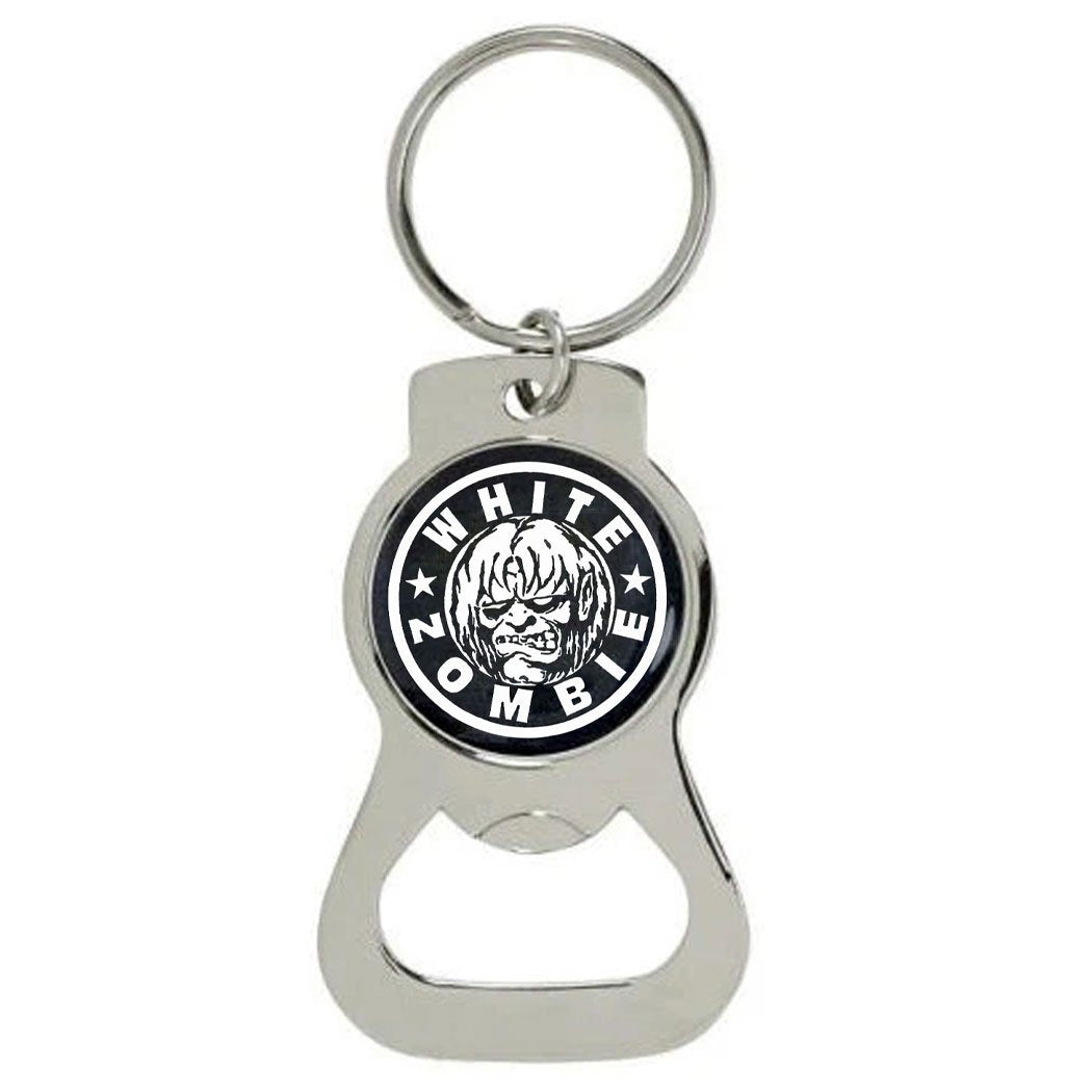 WHITE ZOMBIE Logo Bottle Opener Keychain