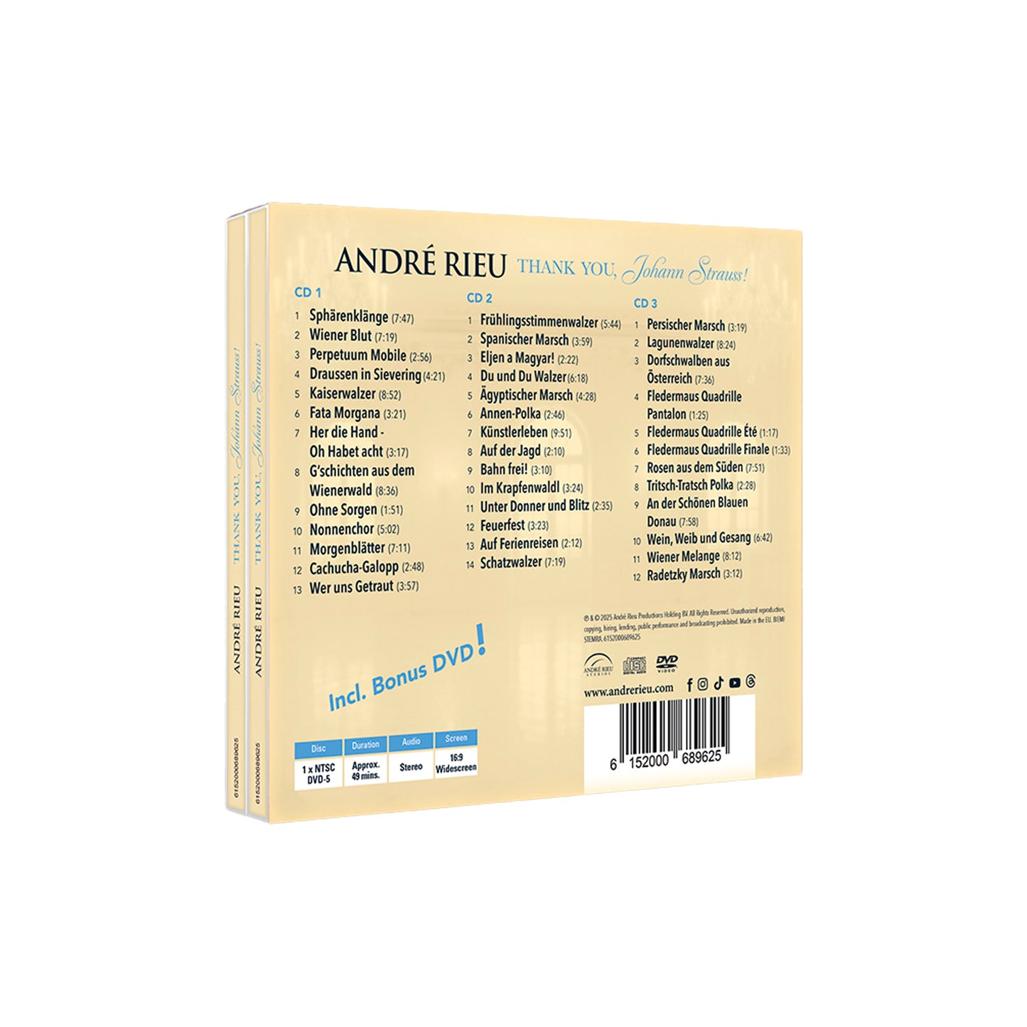 ANDRÉ RIEU Thank You, Johann Strauss - CD (+Bonus DVD)