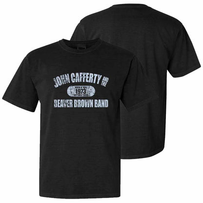 JOHN CAFFERTY Distressed Blue Logo T-Shirt