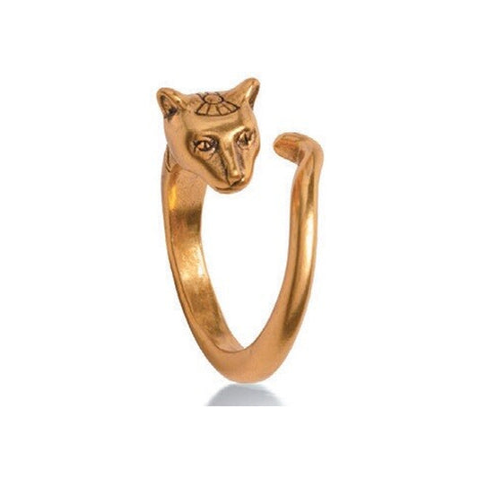 Antiqued Gold Egyptian Cat Ring