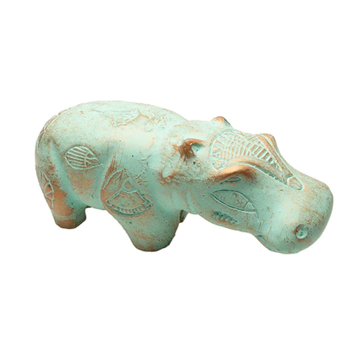 5.5" Hippo Patina Statue