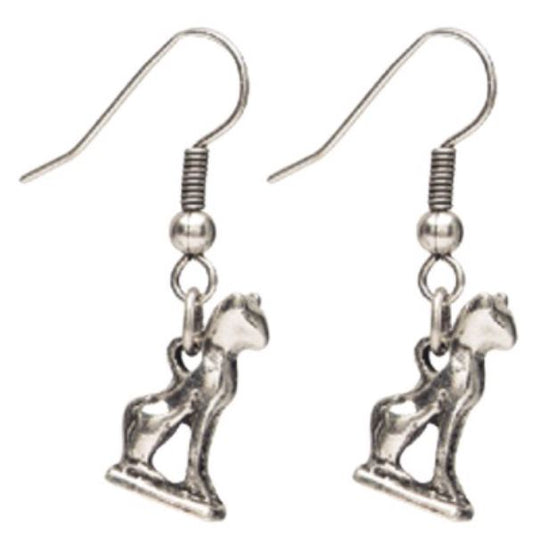 Bastet Cat Silver Earrings