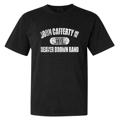 JOHN CAFFERTY Distressed White Logo T-Shirt