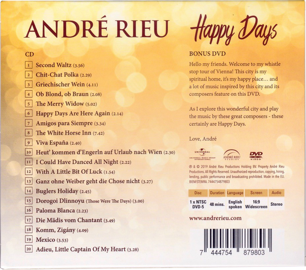 ANDRÉ RIEU Happy Days CD/ DVD