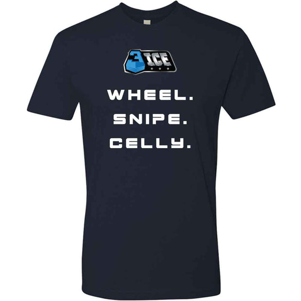 3ICE Wheel, Snipe, Celly Navy T-Shirt